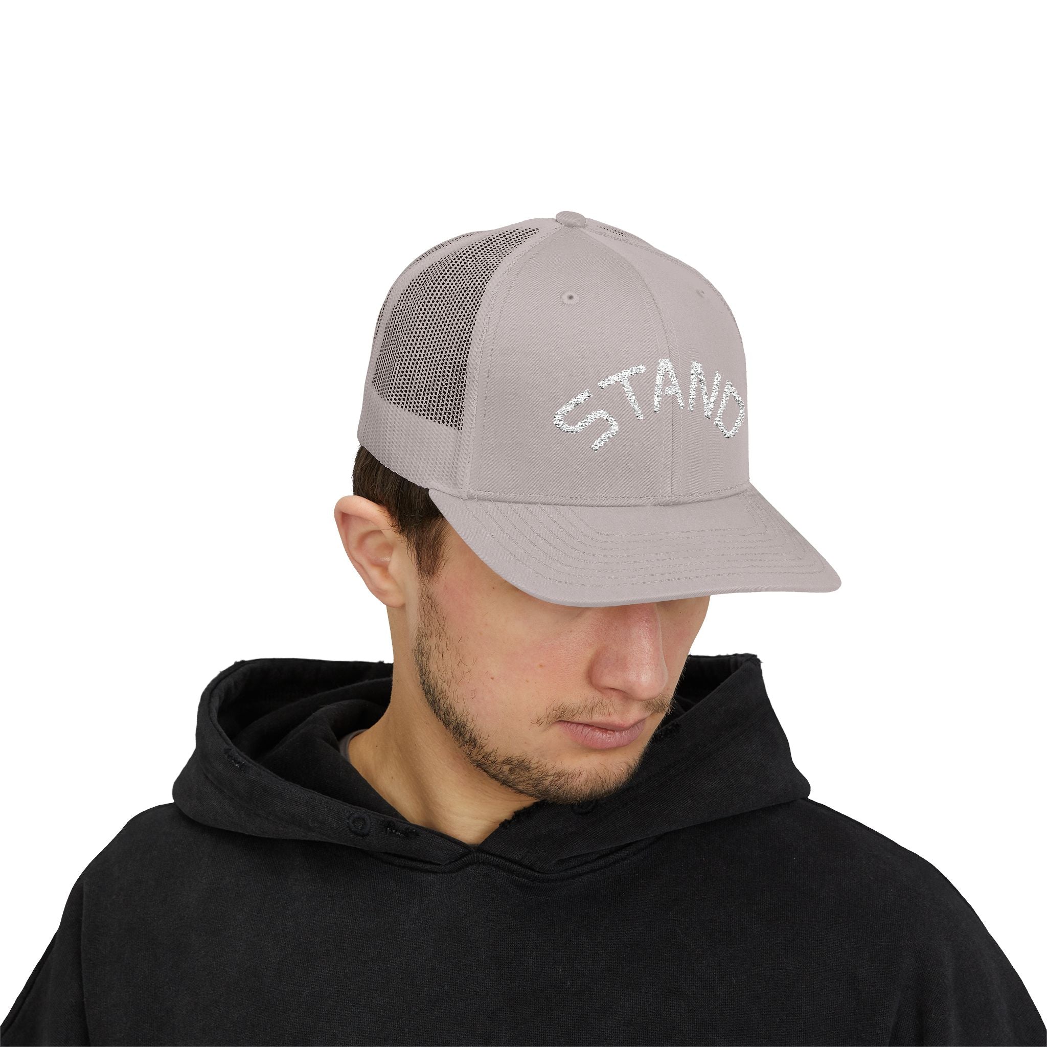 Trucker Cap — 'STAND' Rhinestone Mesh Snapback Hat
