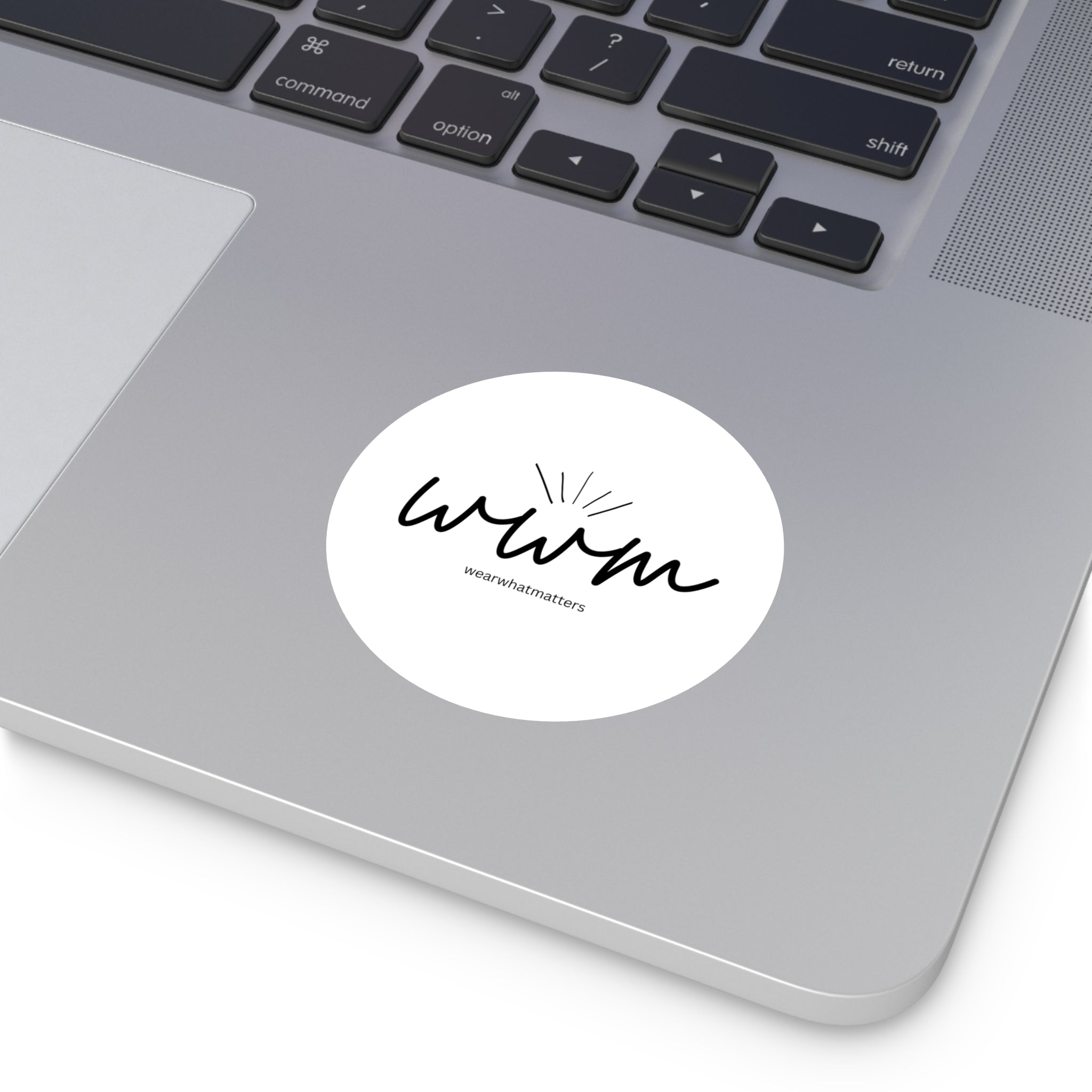 Round Logo Sticker — 'wwm' WearWhatMatters Vinyl Sticker (Indoor/Outdoor)