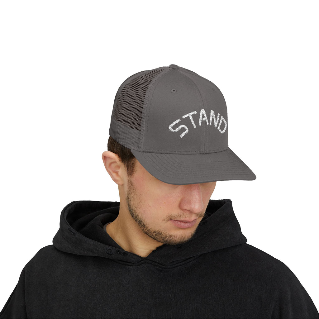 Trucker Cap — 'STAND' Rhinestone Mesh Snapback Hat